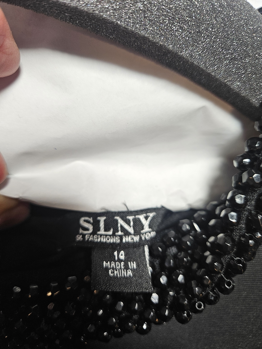 SLNY Black Bodice with Gunmetal High-Low Satin Skirt - Picture 7 of 7